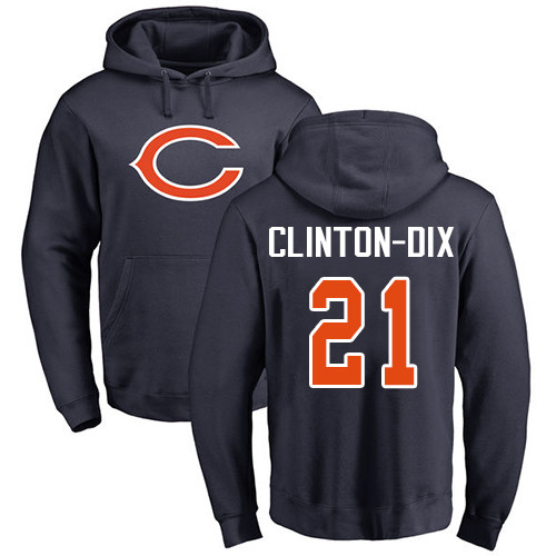 Chicago Bears Men Navy Blue Ha Ha Clinton-Dix Name and Number Logo NFL Football 21 Pullover Hoodie Sweatshirts